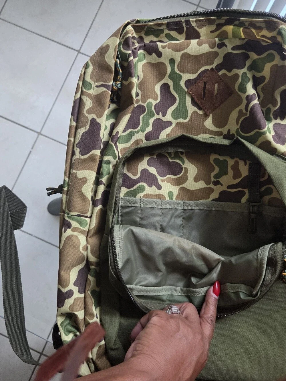 MAD Engine Camouflage Backpack with Olive Front and Yellow Zipper